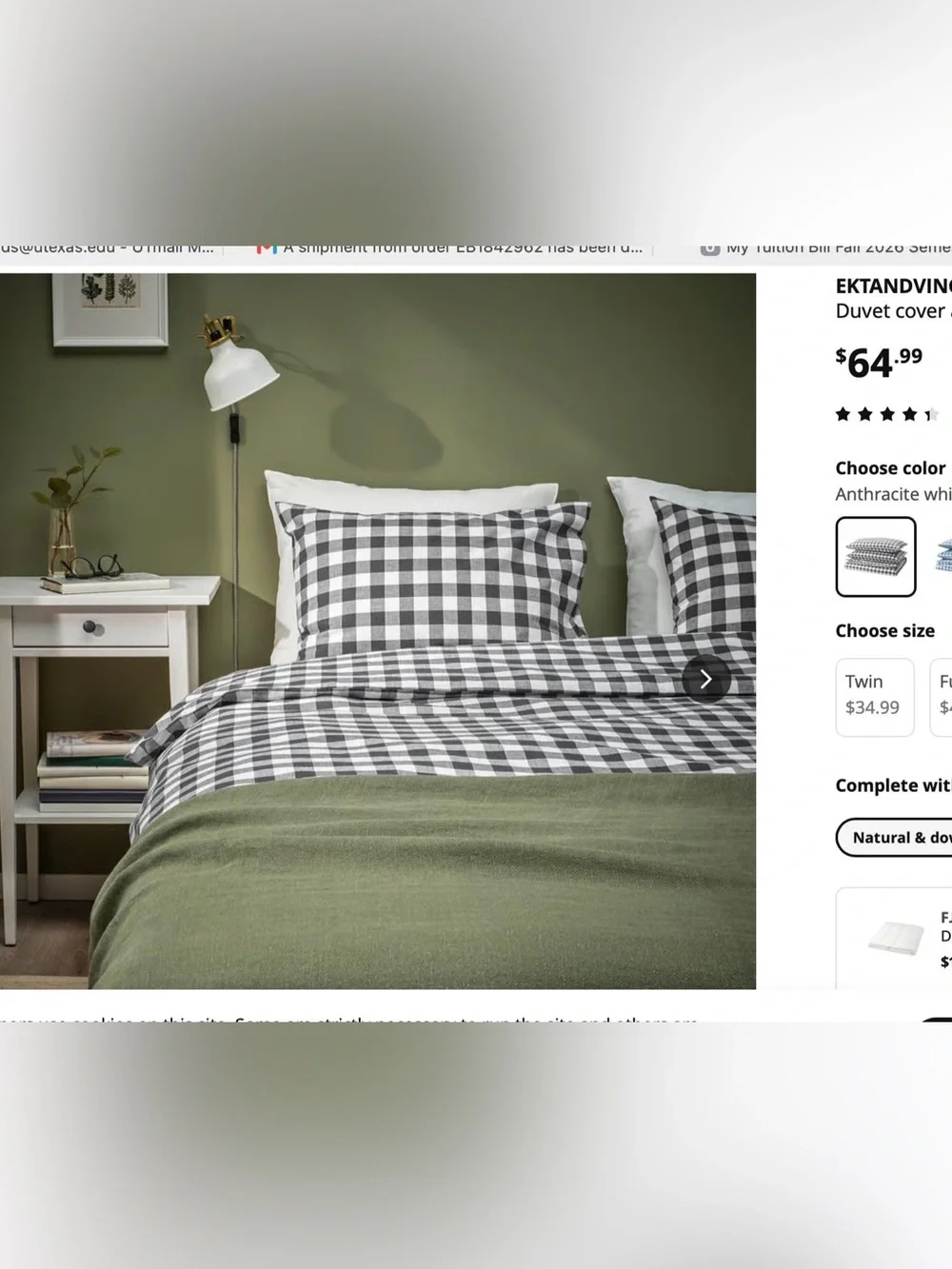 KING duvet cover and (2) pillowcases. 100% organic cotton IKEA